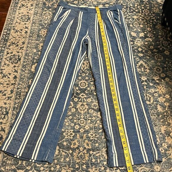 Ace & Jig Atlantic Blue White Stripe Boho Cropped Contemporary Pull-On Pants - Picture 3 of 10